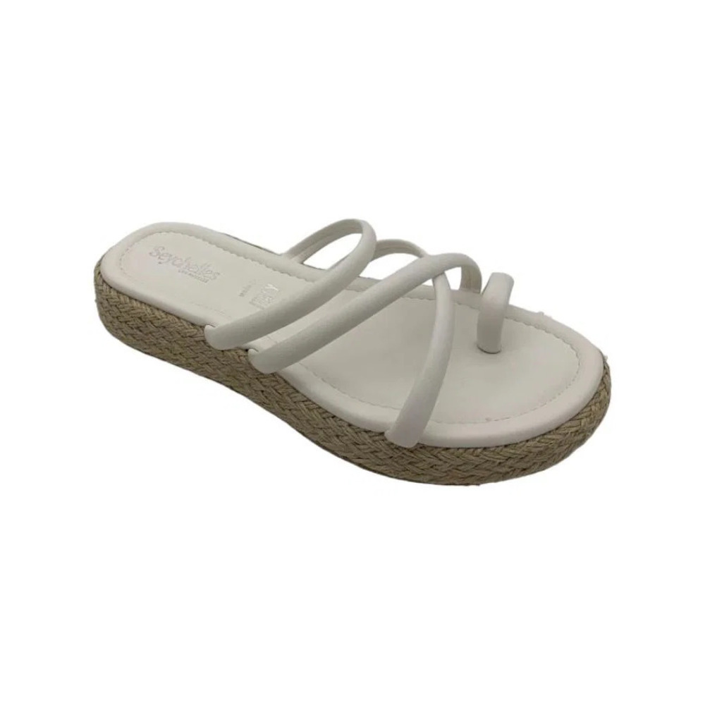 Seychelles White Strappy Espadrille Slide Sandals